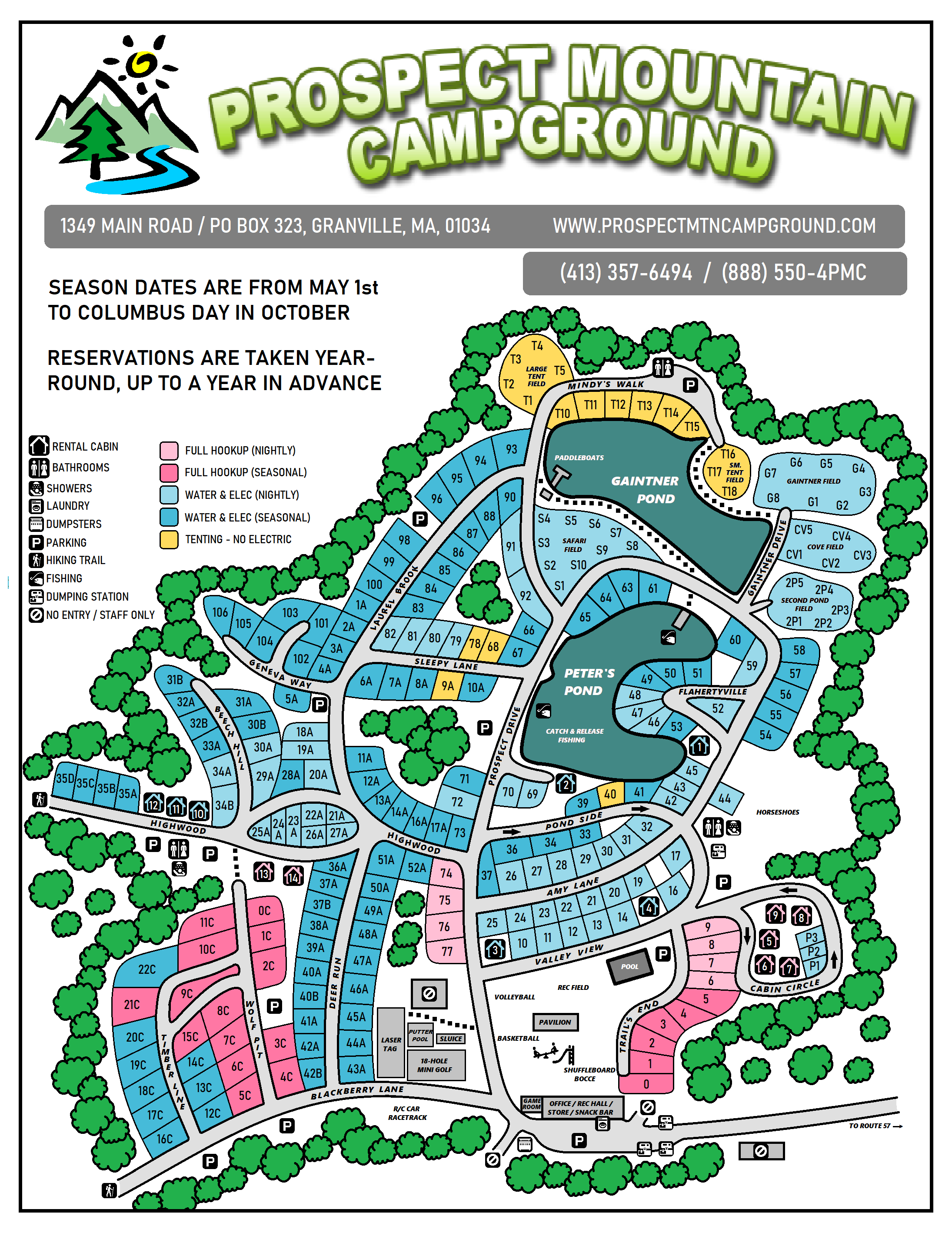 color-coded map of Prospect Mountain Campground